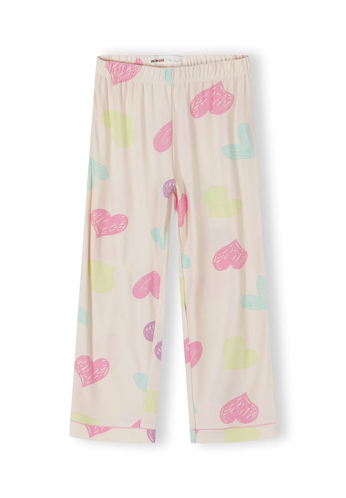 Minoti 44904 pyjamas creme hjerteprint