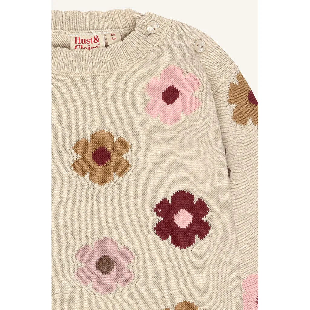 Hust & Claire Pusle Flower cardigan old beige