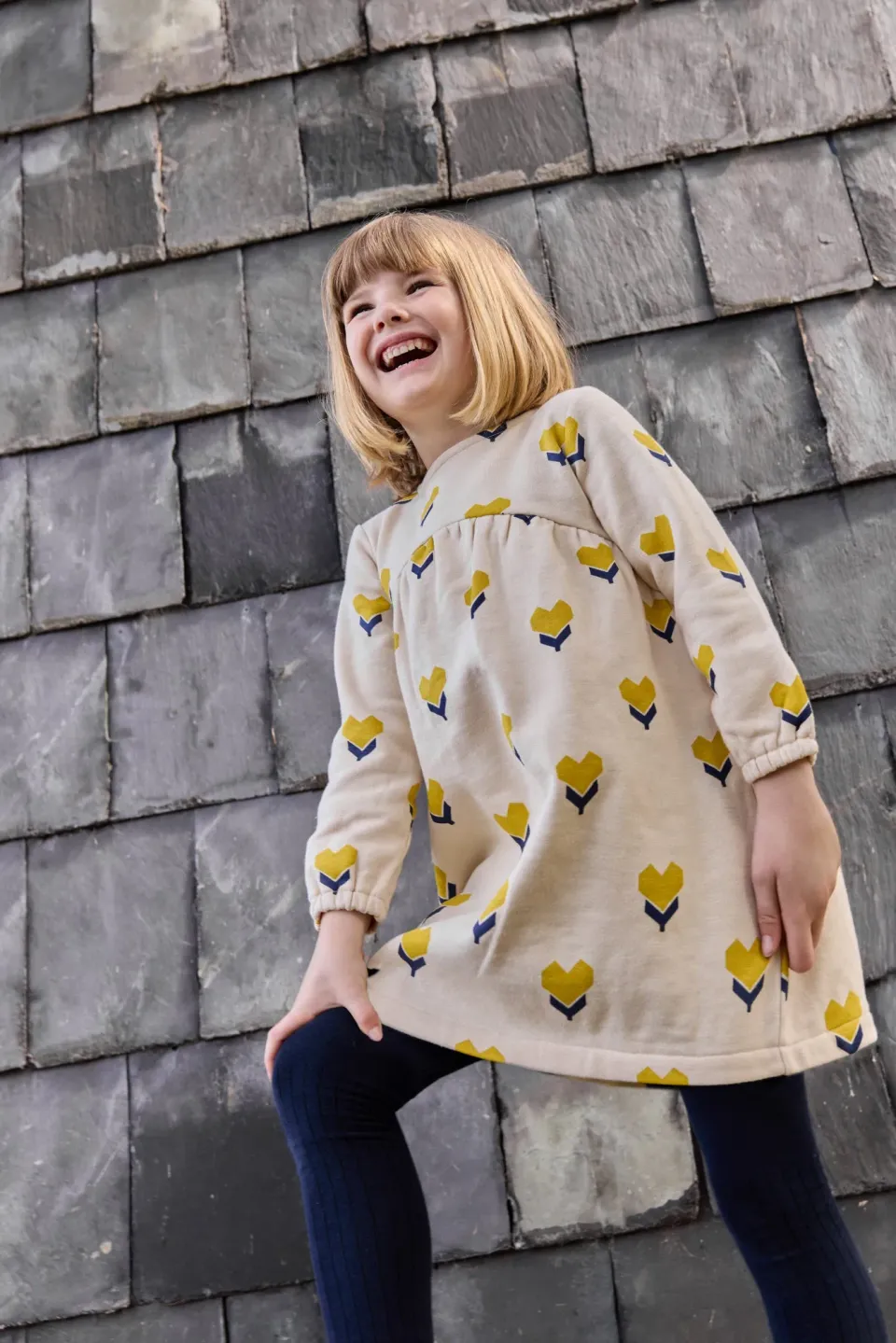 Bonton Logo Coeur Flower kjole hvid bomuld
