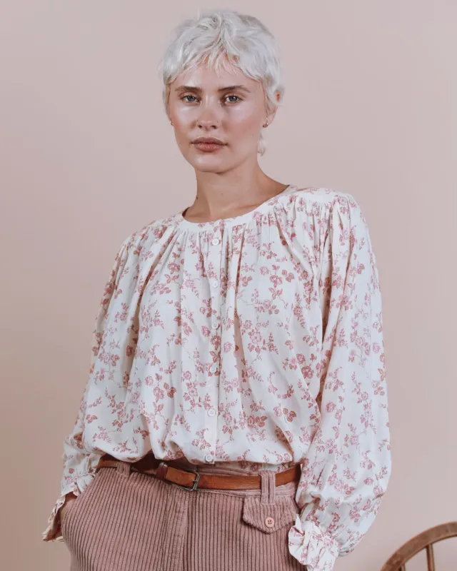 Emile et Ida Edounia Rosalie blouse ecru rosa økologisk