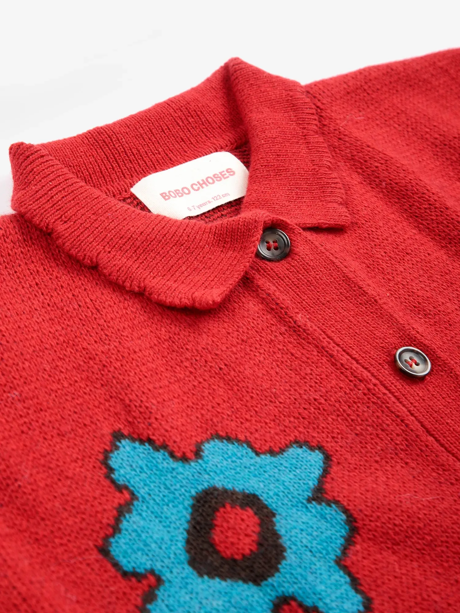 Bobo Choses Blossom cardigan rød 2-3Y uldblanding