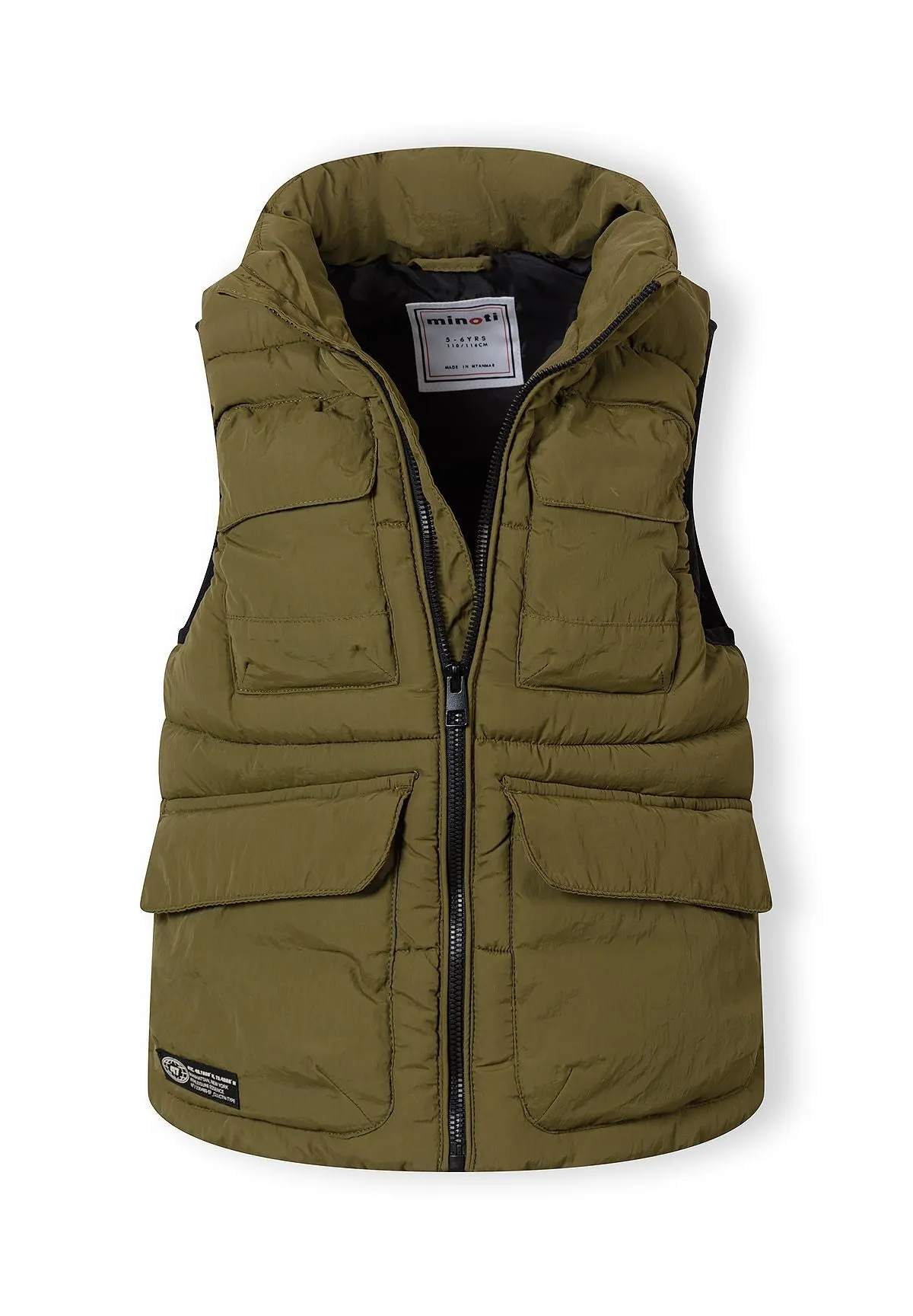 Minoti 44612 quiltet vest olivengrøn til drenge