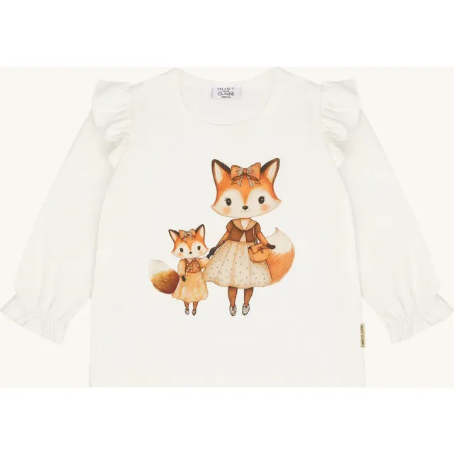 Hust & Claire Alma Fox langærmet t-shirt ivory glimmer