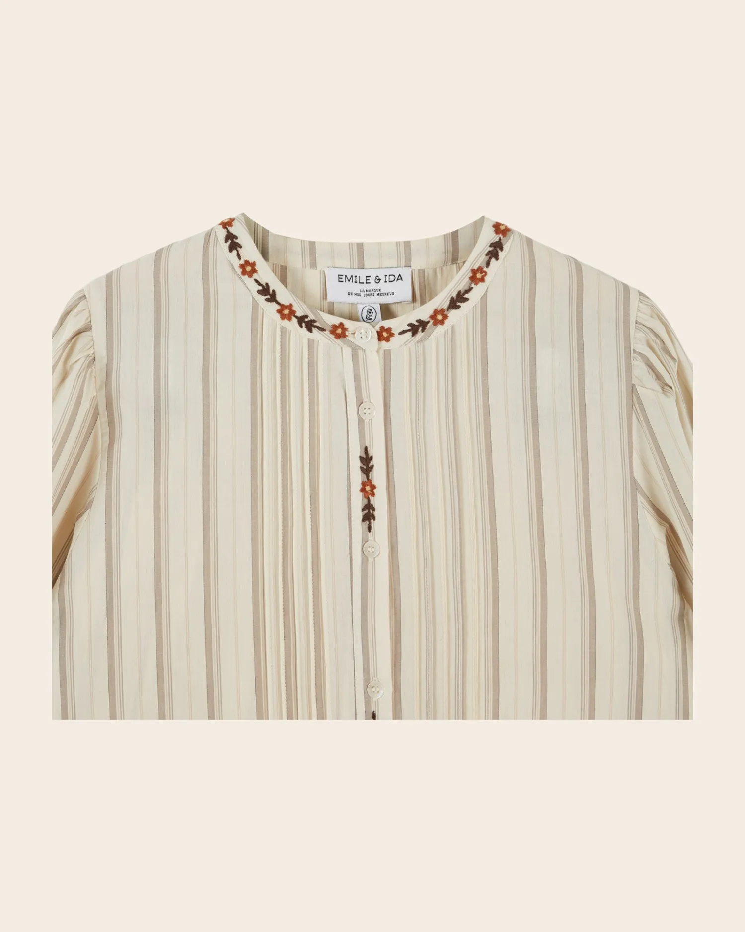 Emile et Ida Ellen bluse beige dame stribet