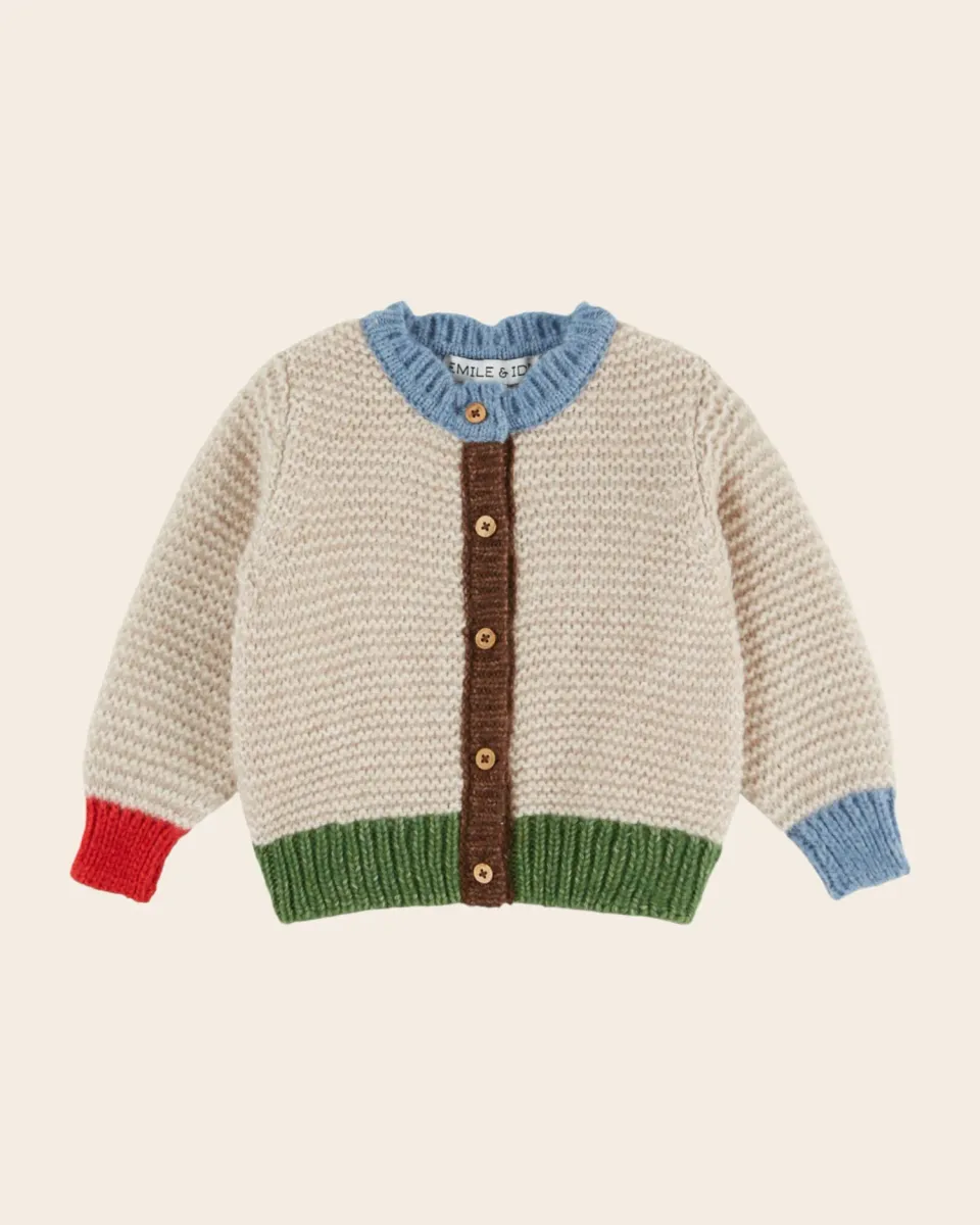 Emile et Ida Tricolore cardigan brun merinould