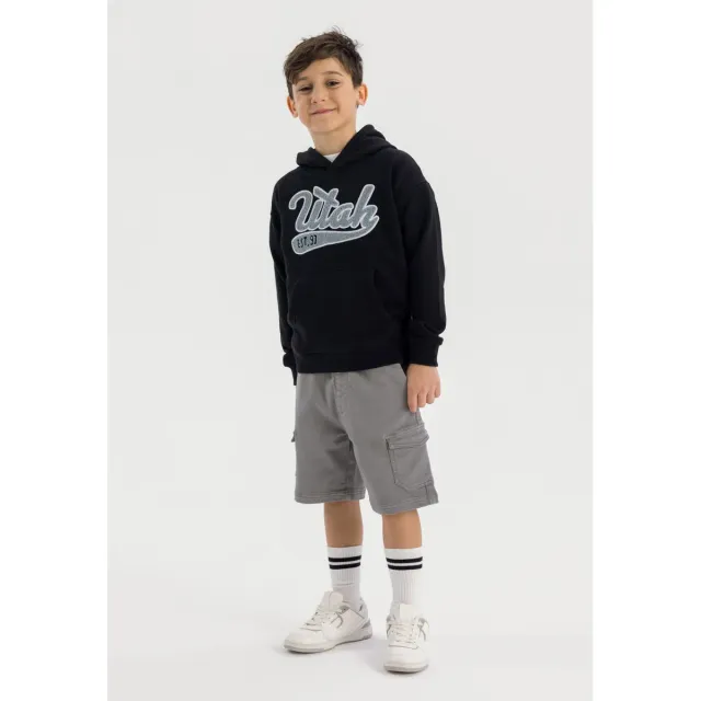 Minoti hoodie sort oversized til drenge bomuld