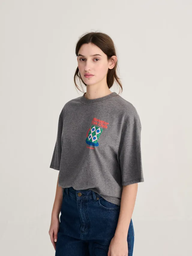 Bobo Choses Monster Mug boxy T-shirt XS grå