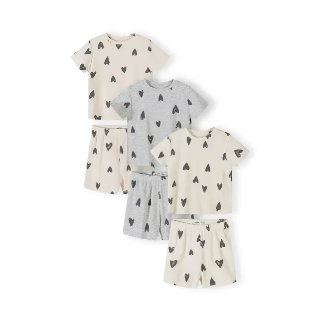 Minoti 44898 pyjamas 3-pak creme grå