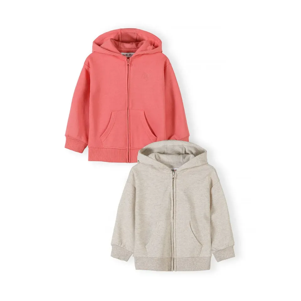 Minoti 44736 zip-hoodie 2-pak koral fløde