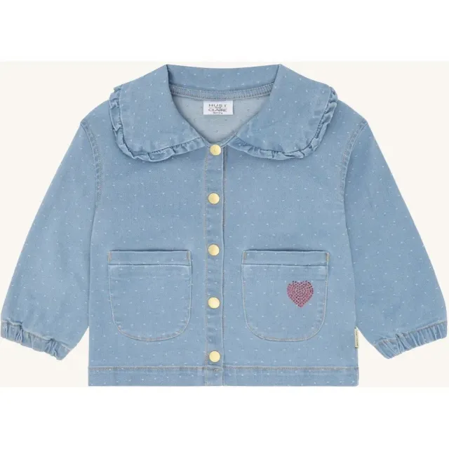 Hust & Claire Ely Dotty denim jakke blå stræk