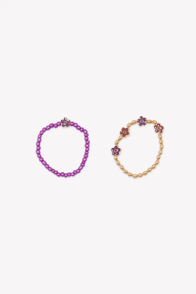 Bonton Violet Fleurs armbånd 2-pak lilla