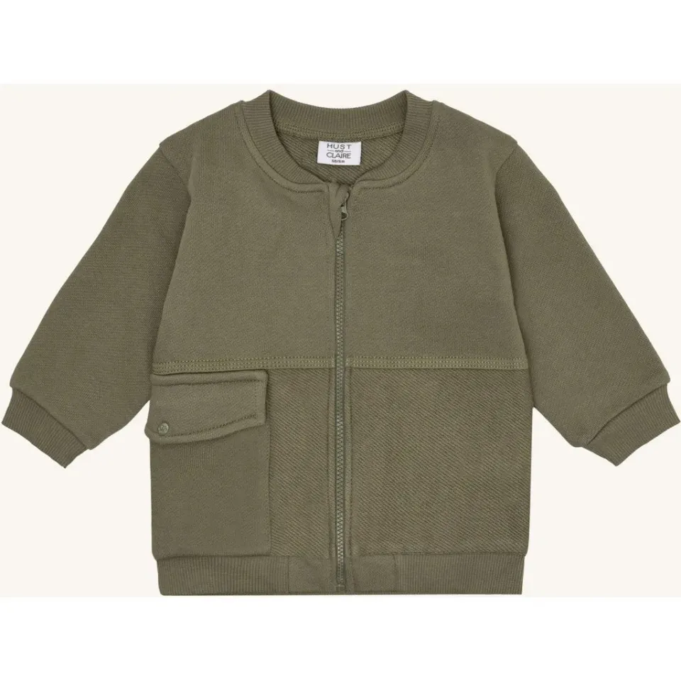 Hust & Claire Sofus Zip Cross Terry sweatshirt Turtle økologisk bomuld