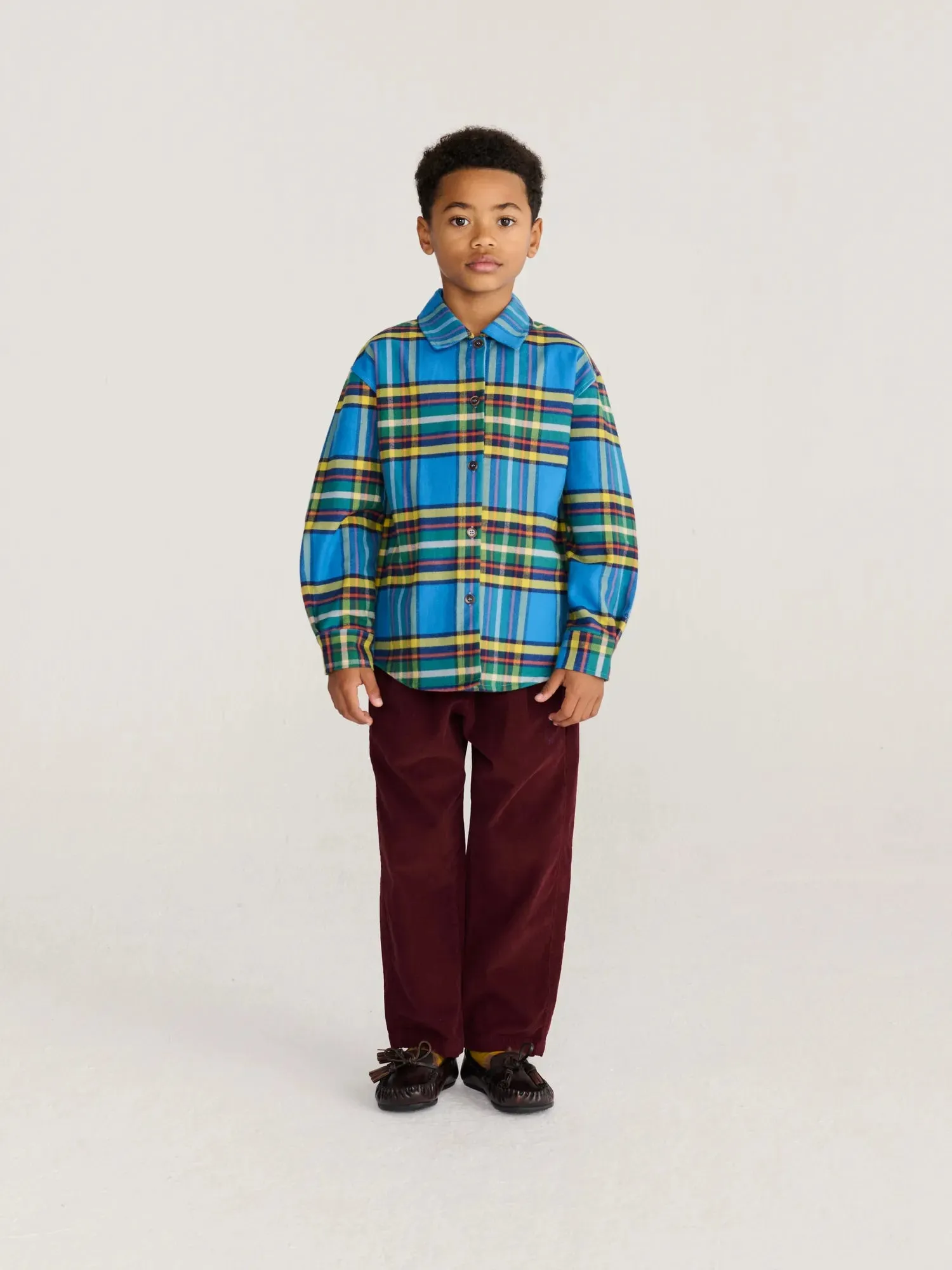Bobo Choses Tartan All Over skjorte 2-3Y blå bomuld