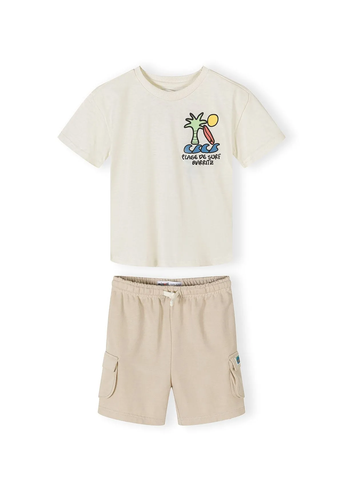 Minoti 44696 sæt t-shirt cargoshorts beige