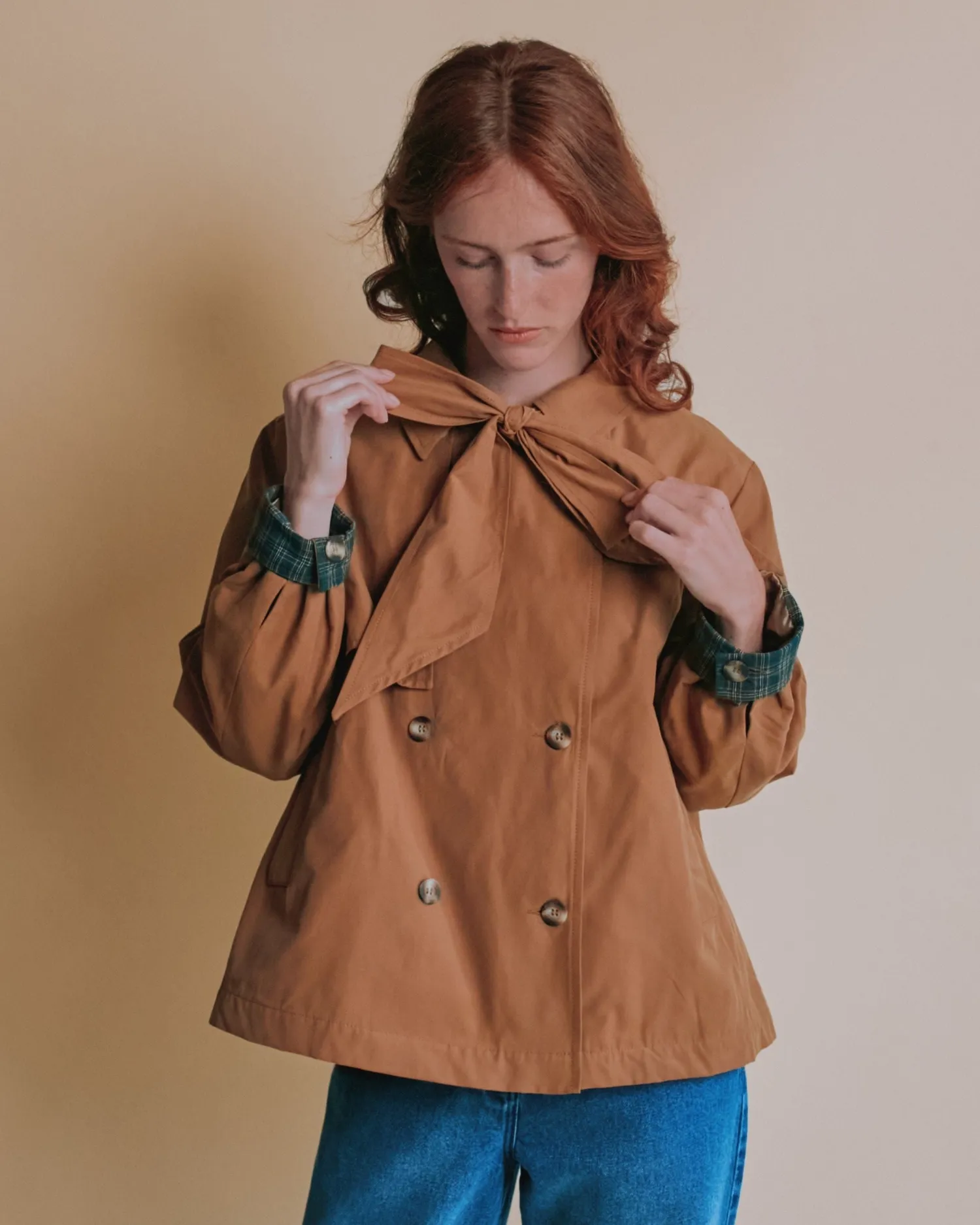 Emile et Ida Eric trenchcoat camel bindekrave