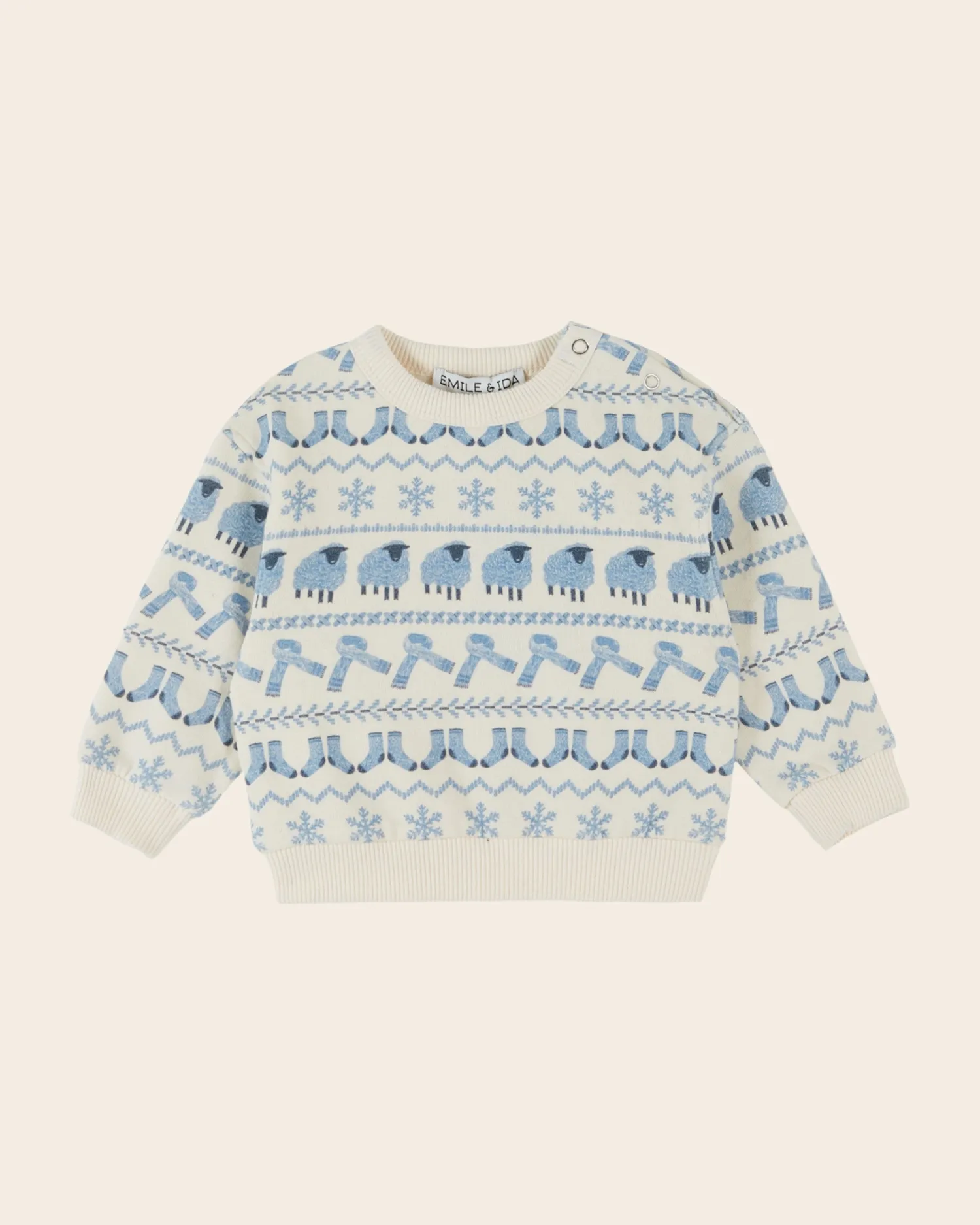 Emile et Ida Motifs hiver sweatshirt ecru oktober tilbud