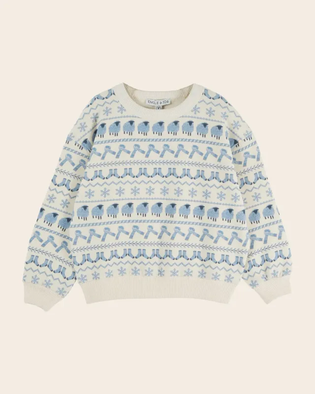 Emile et Ida Motifs hiver sweatshirt ecru oktober tilbud
