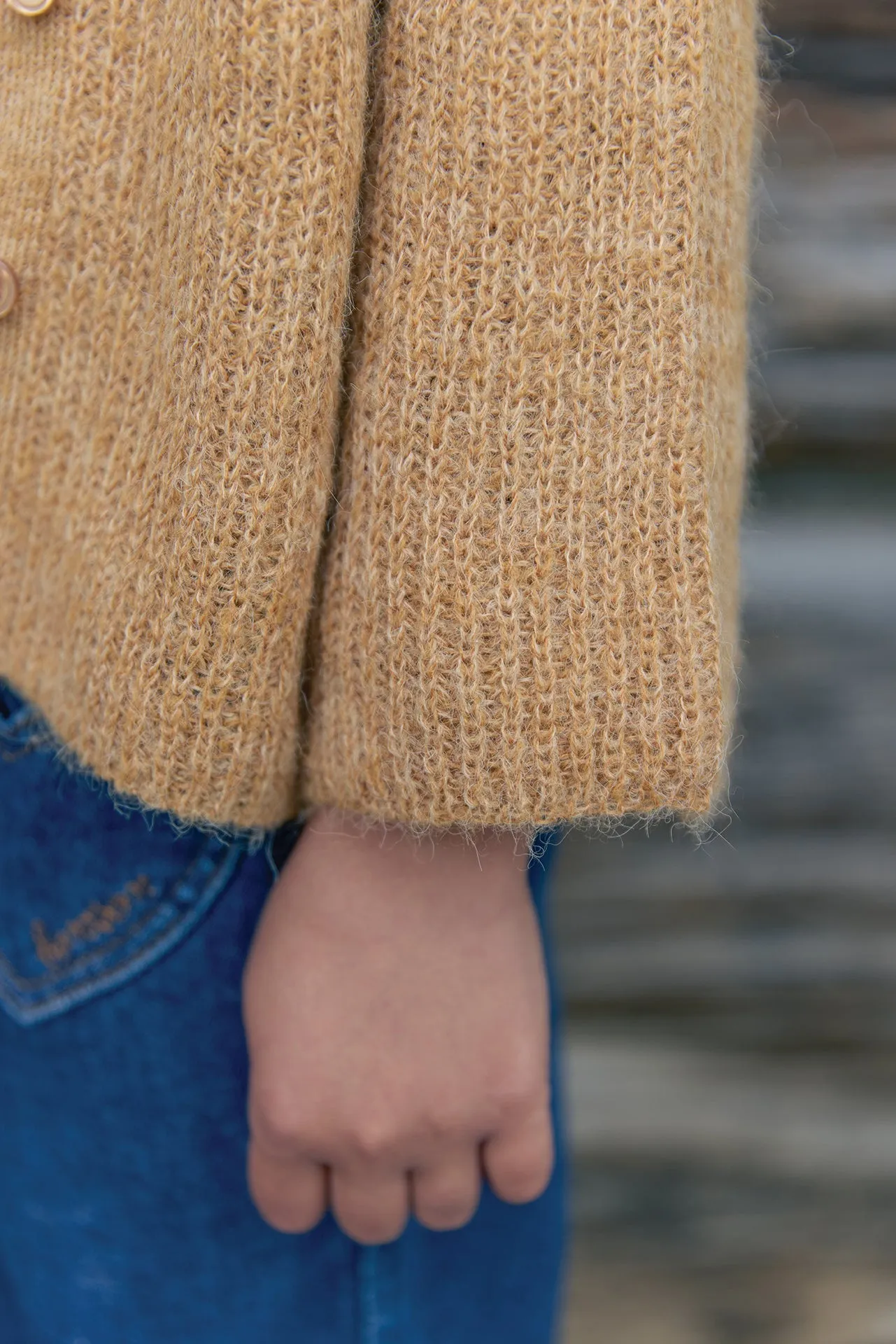 Bonton Lizbeth Barn cardigan brun ribstrik