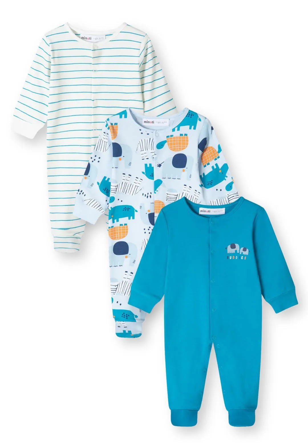 Minoti sparkdragt 3-pak baby print bomuld