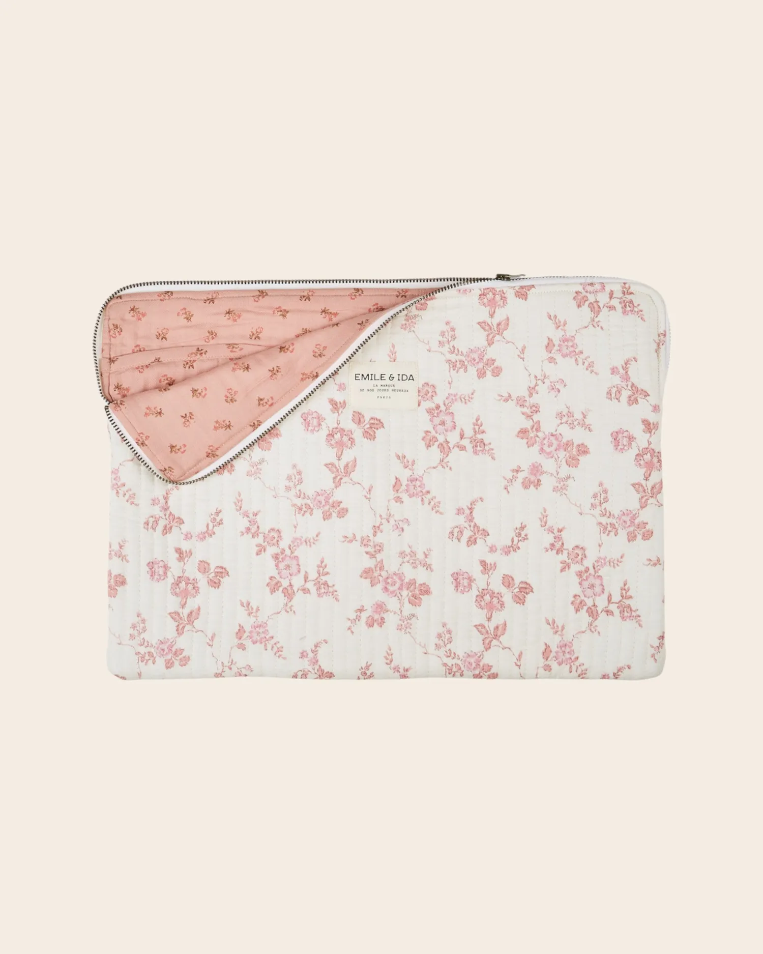 Emile et Ida Rosalie computersleeve ecru 13-15" blomstret