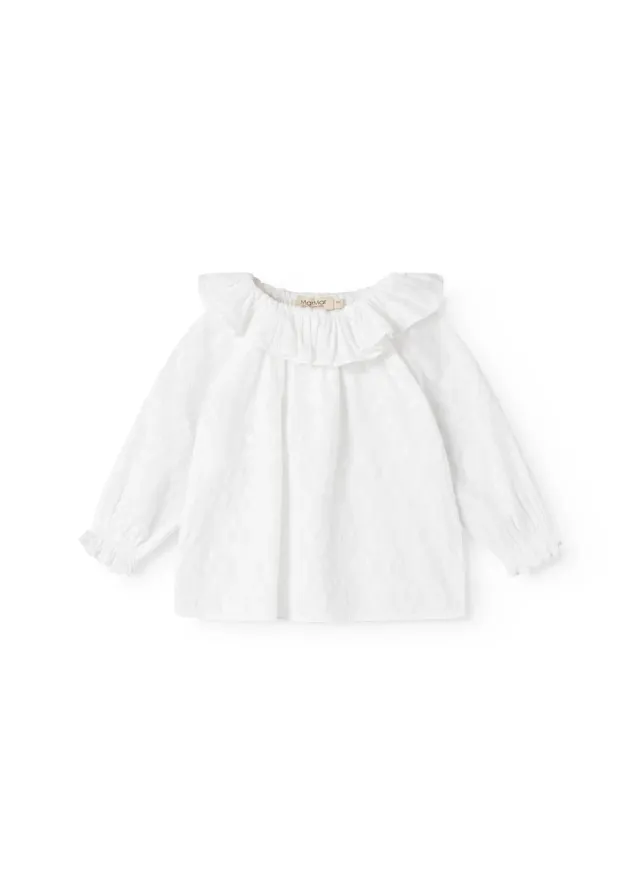 MarMar Tia Bluse White sløjfejacquard