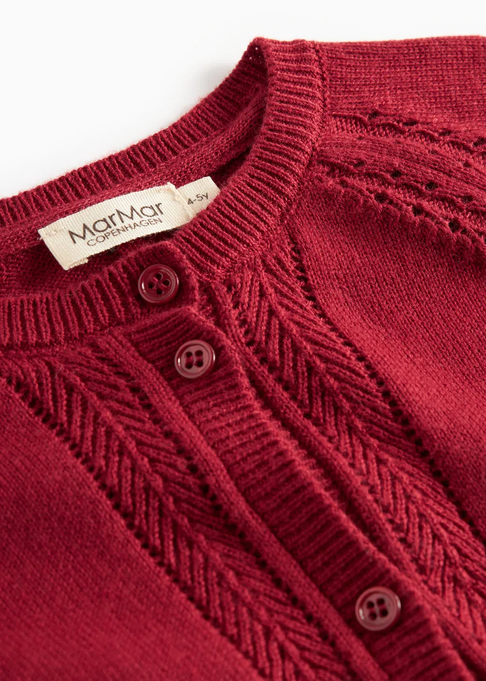 MarMar Copenhagen Tillie Strikcardigan Hibiscus Red hulmønster