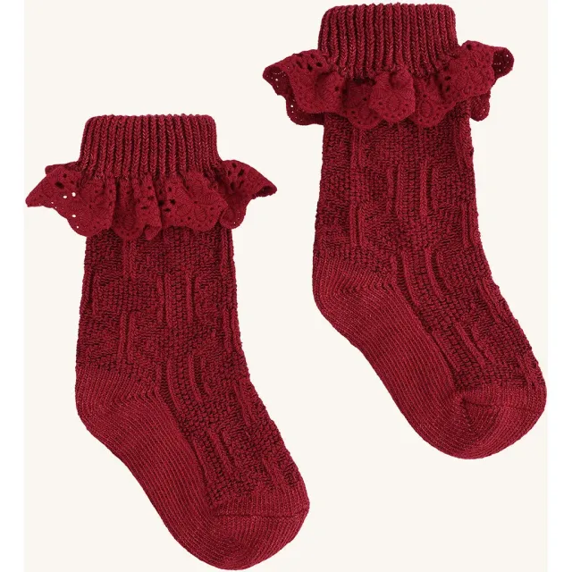 Hust & Claire HCFlorie Cable strømper teaberry