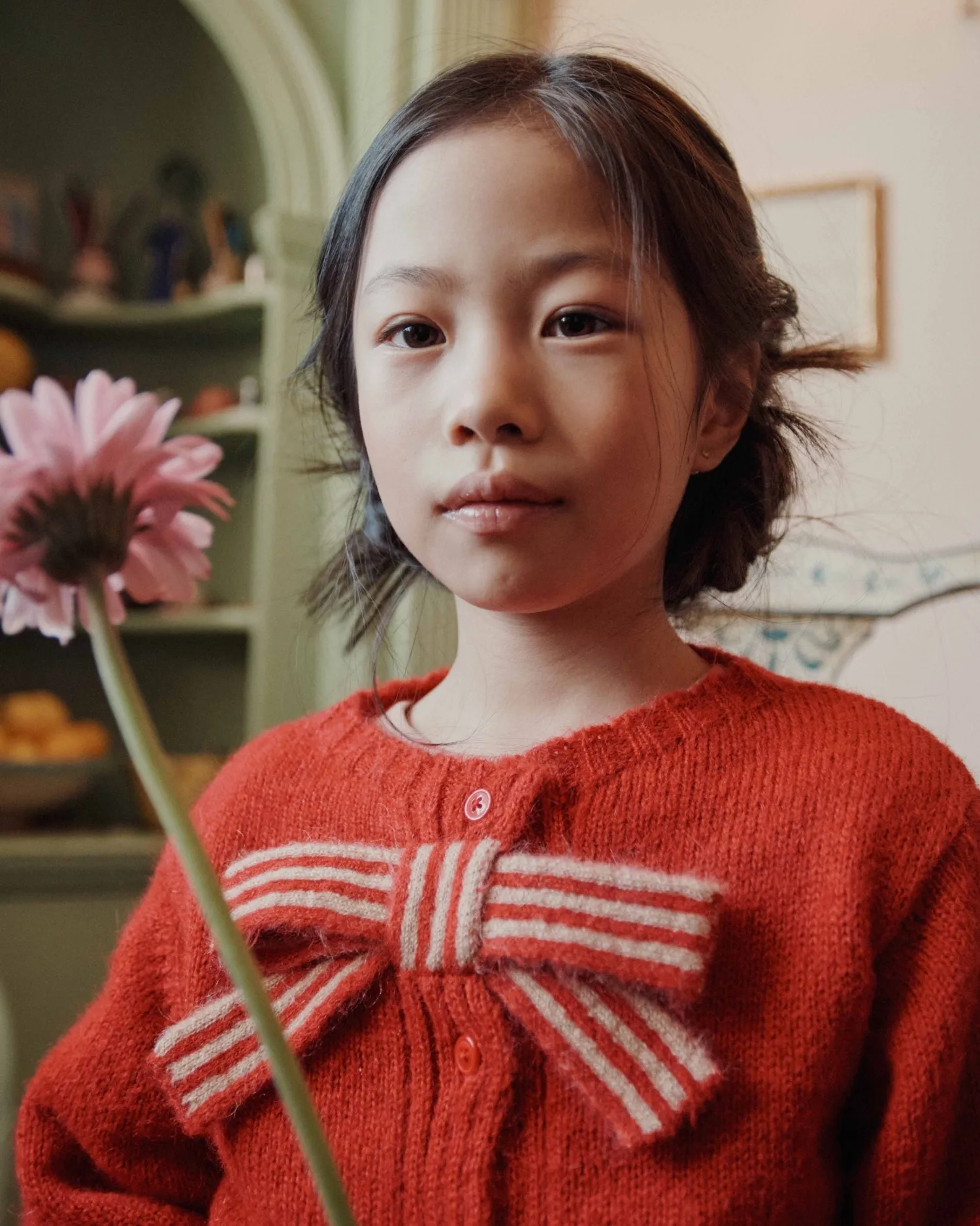 Emile et Ida Noeud rouge cardigan rød mohairuld