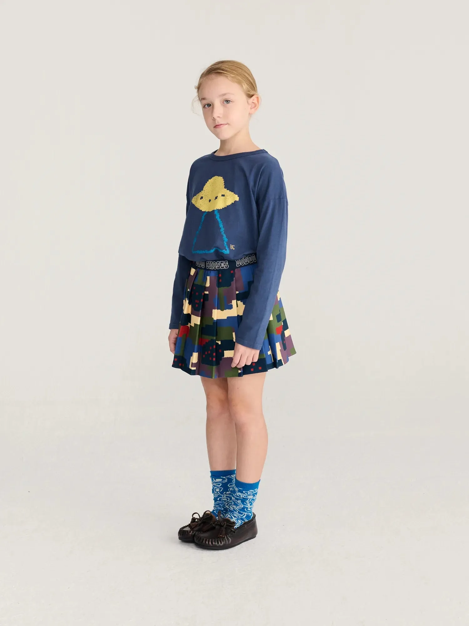 Bobo Choses Pixel Abduction T-shirt navy økologisk bomuld
