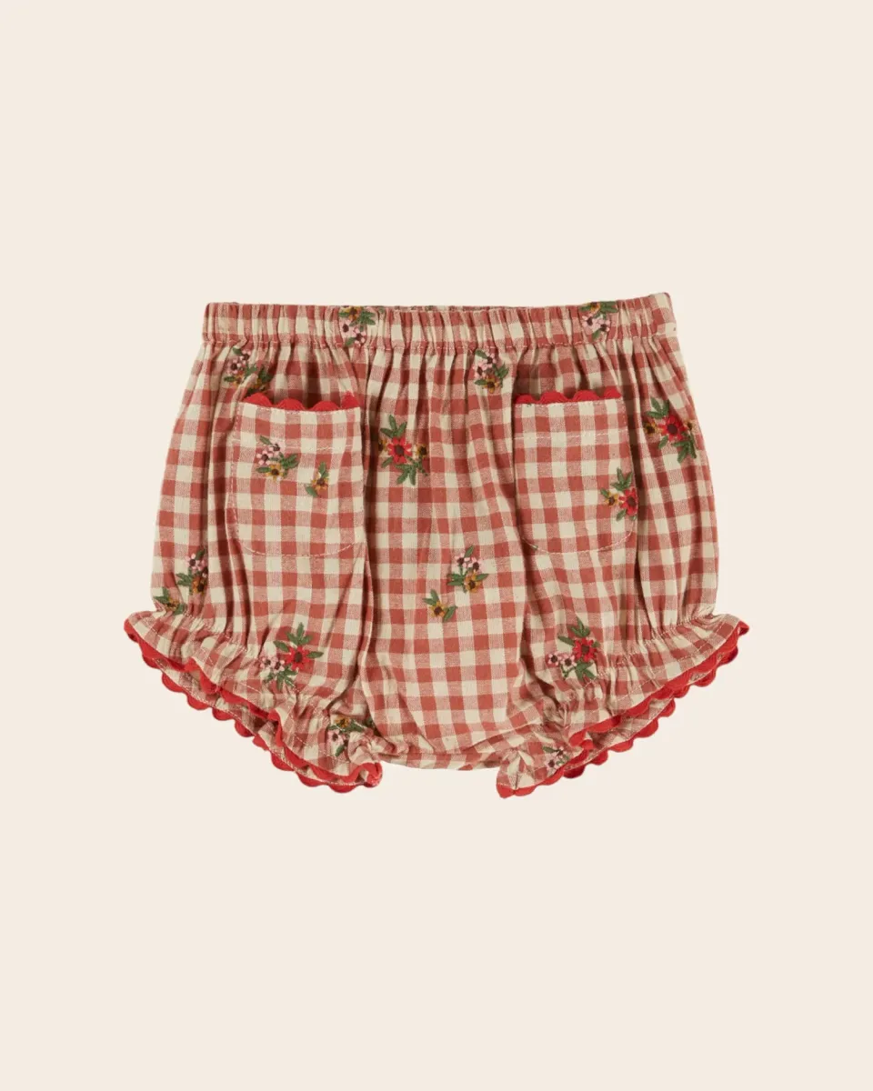Emile et Ida Vichy Broderi bloomer terracotta