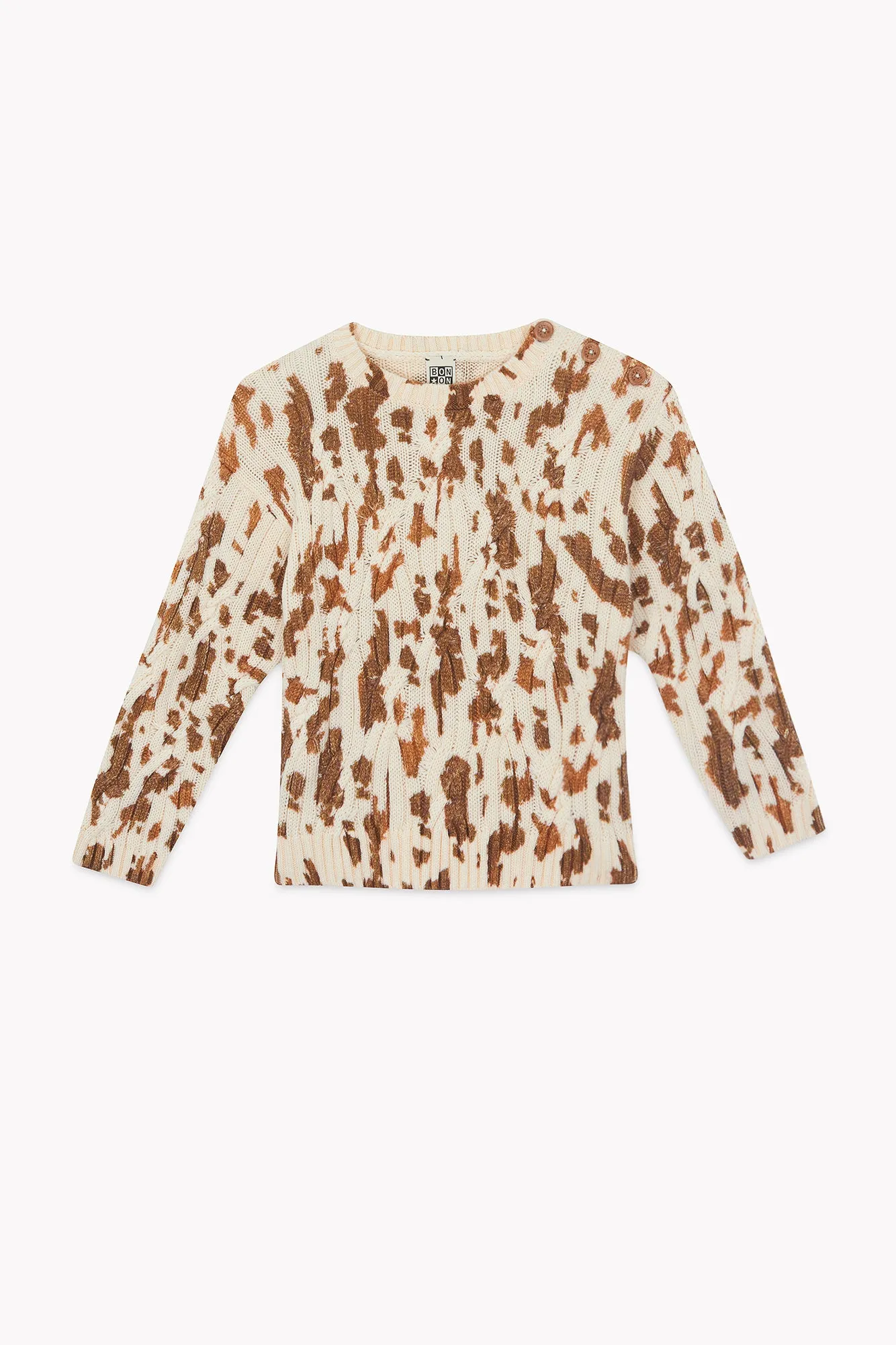 Bonton Misty Cow striktrøje beige ko-plet