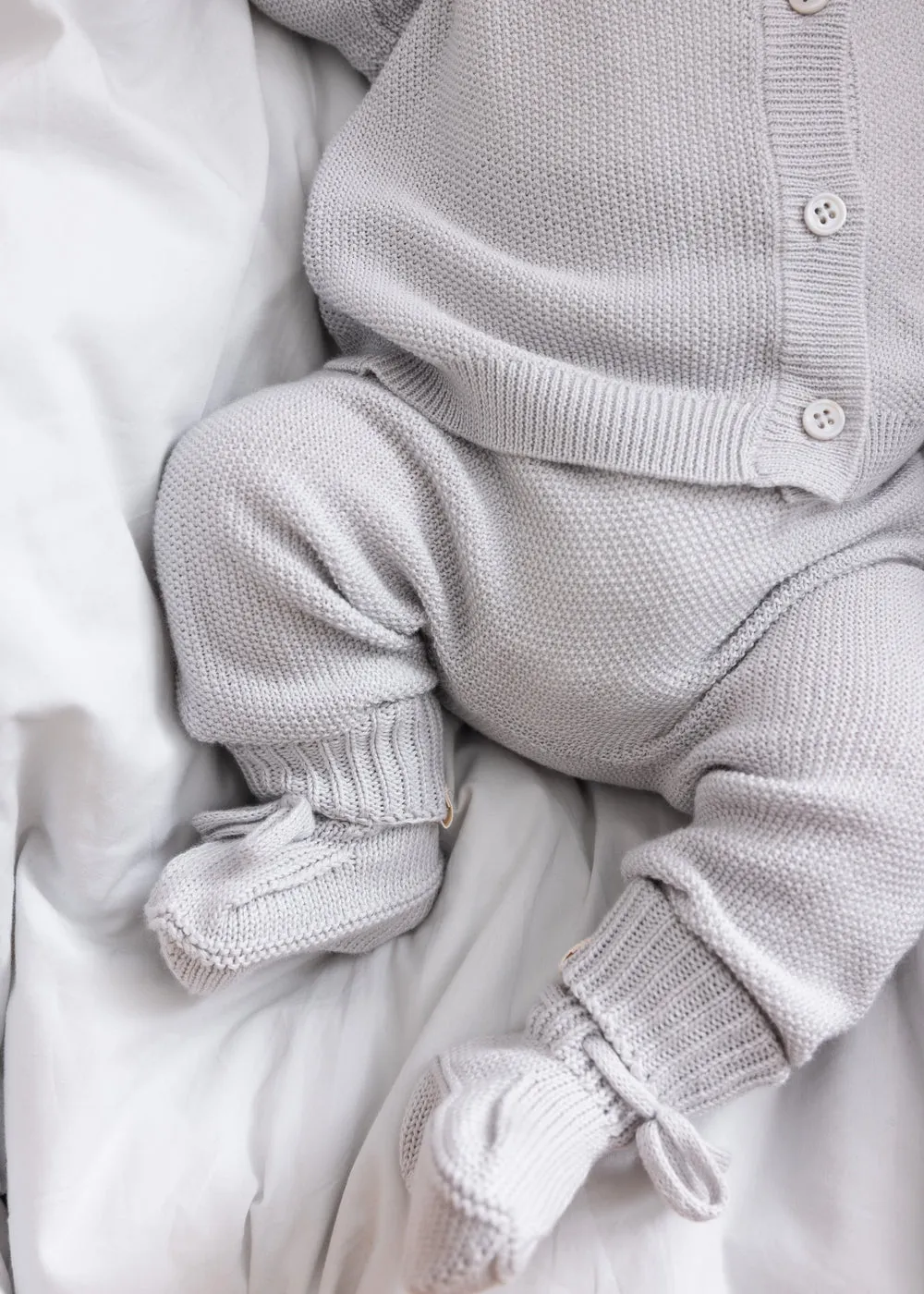 MarMar Pira strikbukser Aluminium baby økologisk