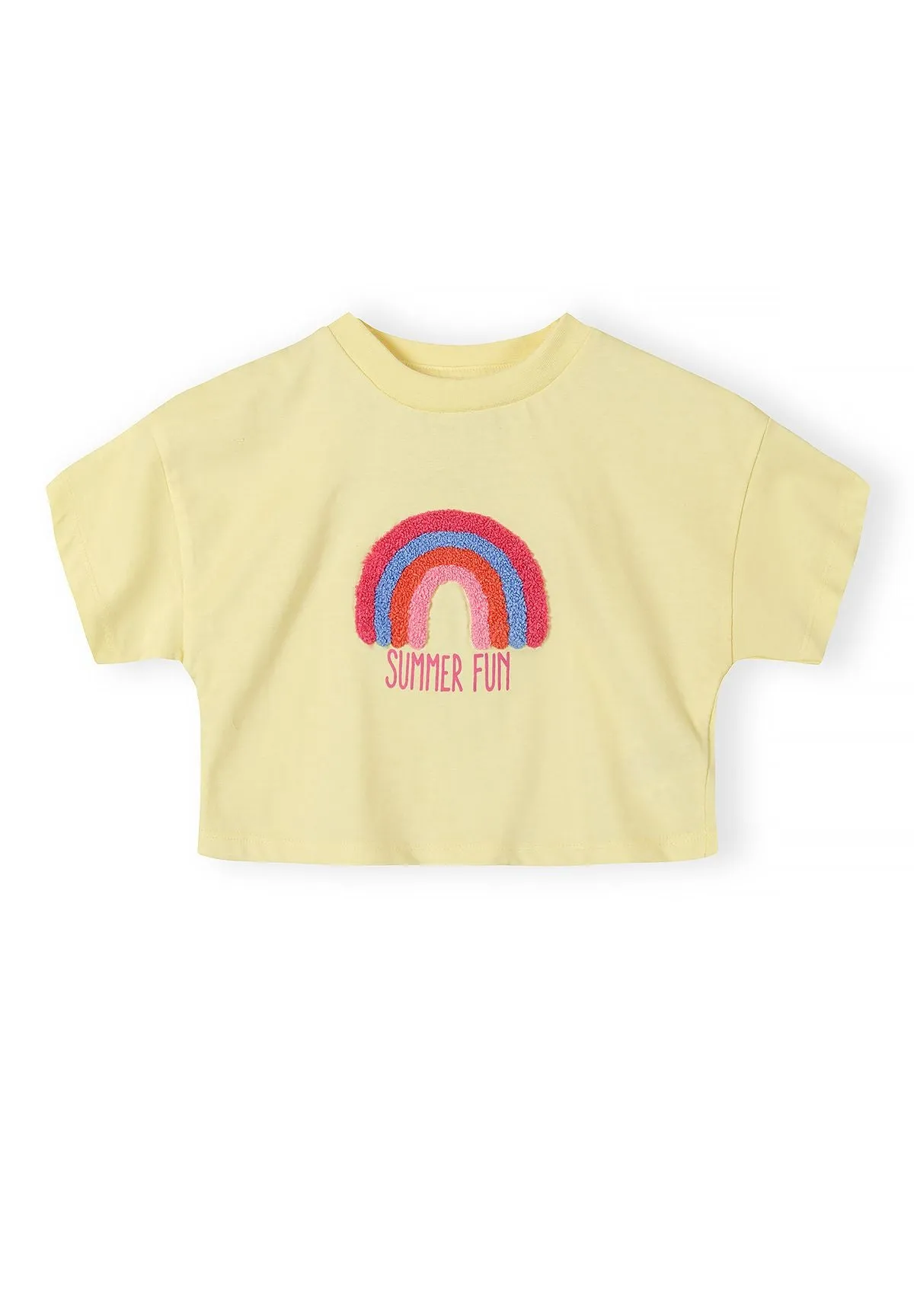 Minoti 44681 t-shirt lysegul regnbue
