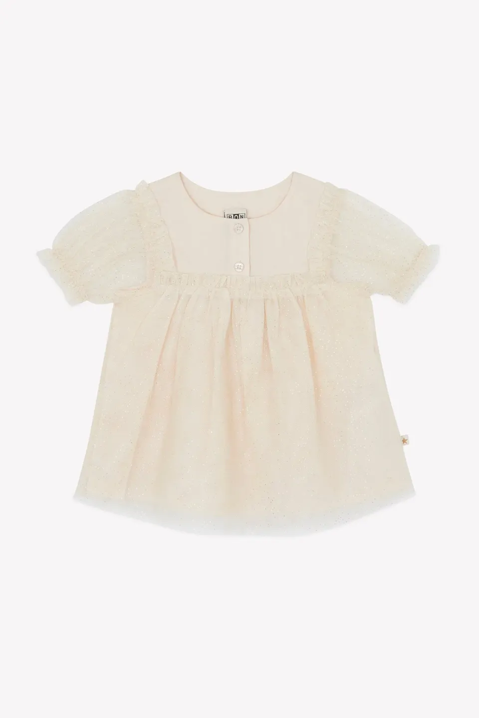 Bonton Emma Mouton kjole tyl glimmer perleknapper