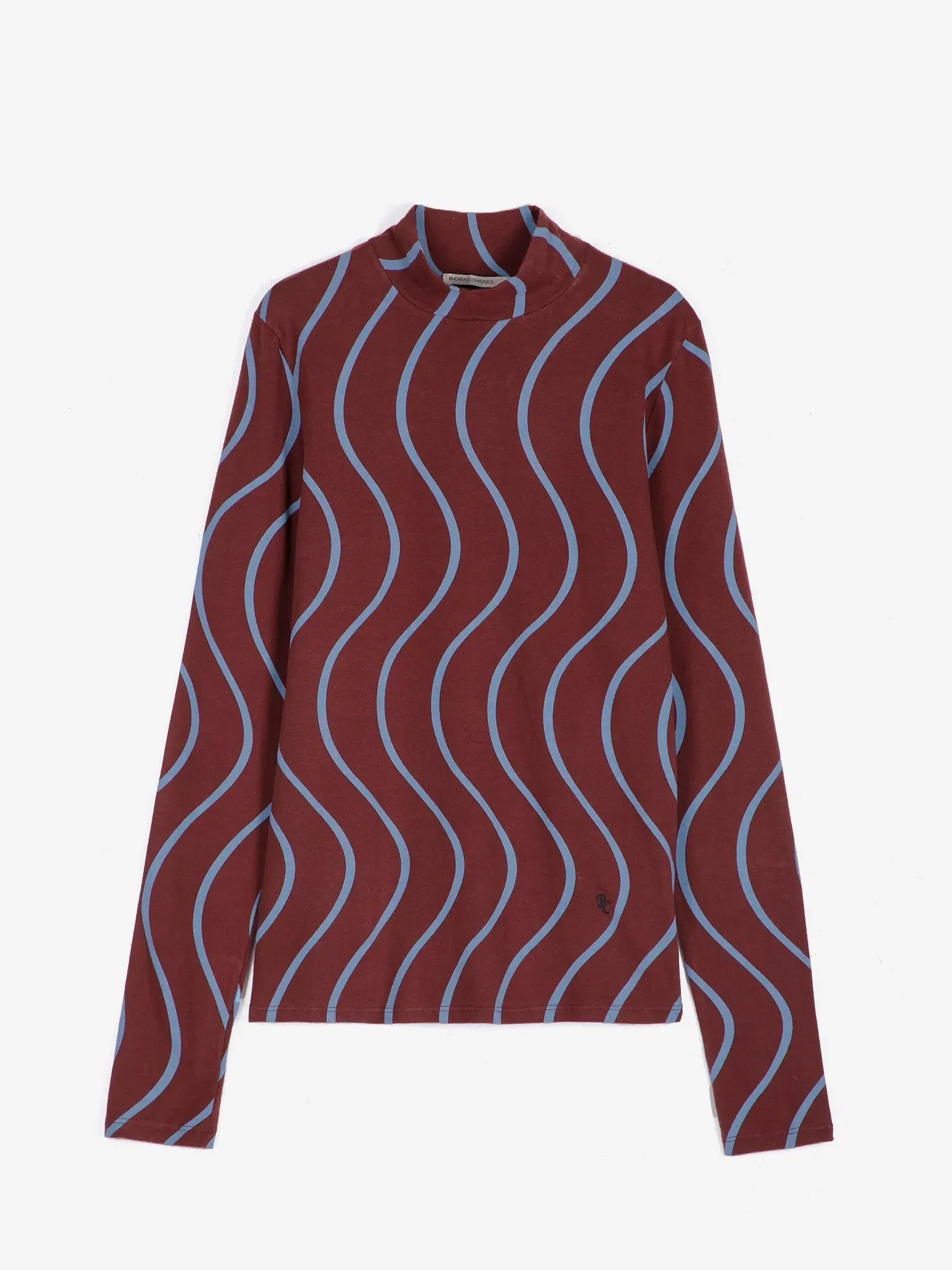 Bobo Choses Psicodelic Stripes turtleneck t-shirt bordeaux økologisk