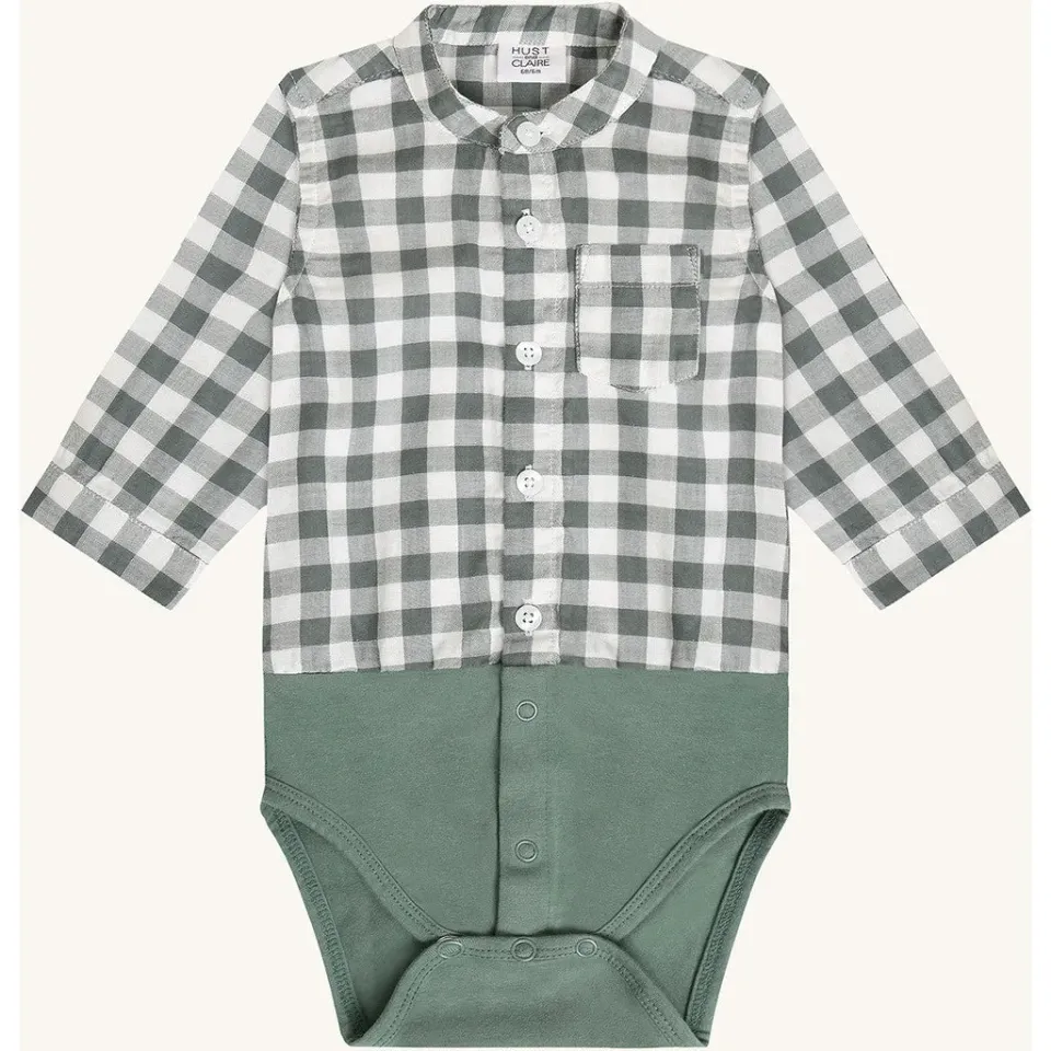 Hust & Claire Bertil bodieskjorte Balsam Green ternet