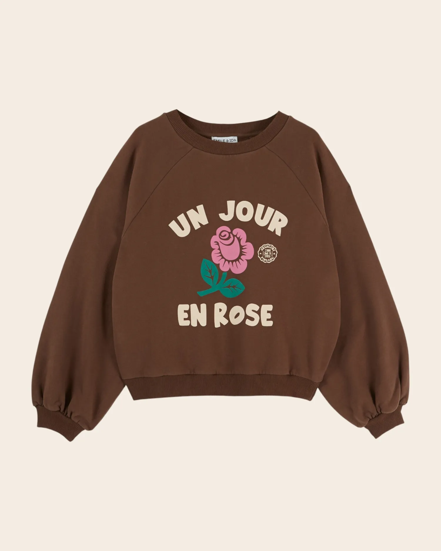 Emile et Ida Un jour en rose sweatshirt brun dame