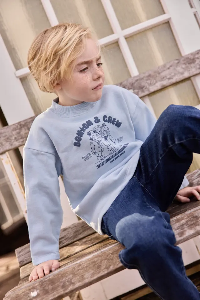 Bonton Laurel Crew t-shirt langærmet blå hunde