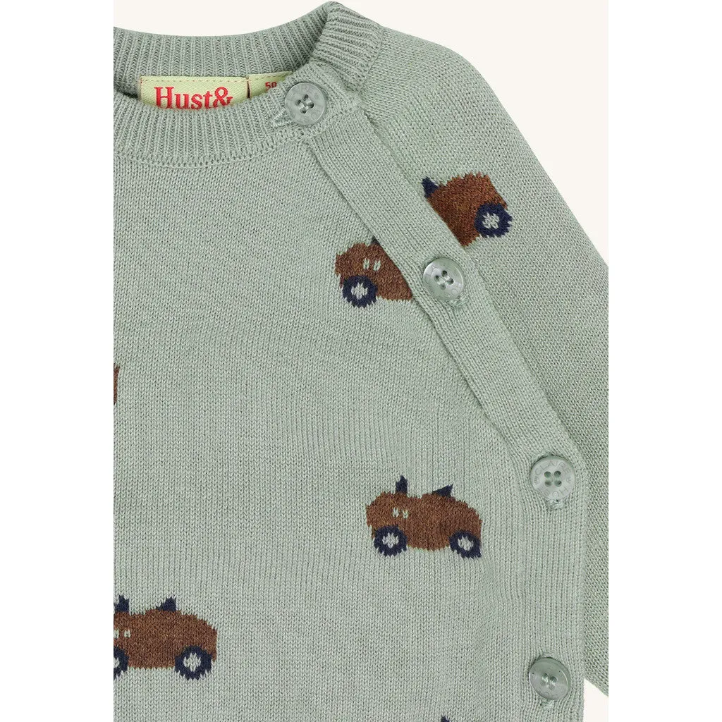 Hust & Claire Call Jacquard cardigan Forest Fog bomuld