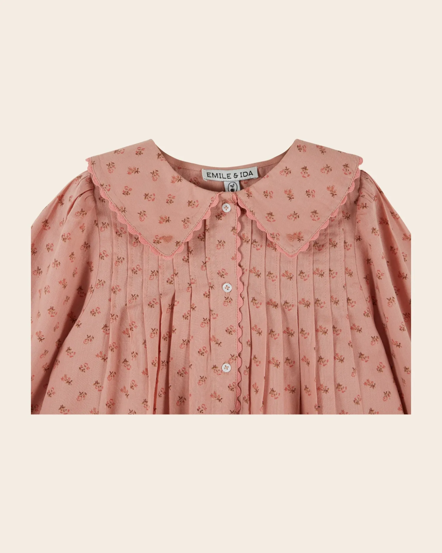 Emile et Ida pigekjole flannel rosa blomster
