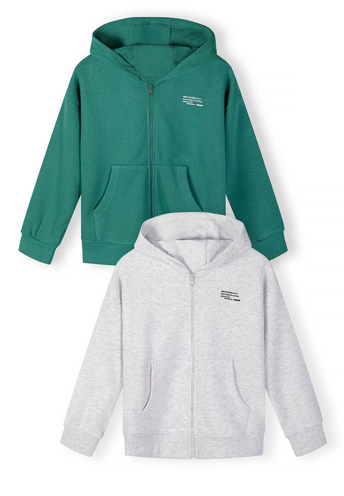 Minoti 44808 hoodie lynlås 2-pak grå petrol