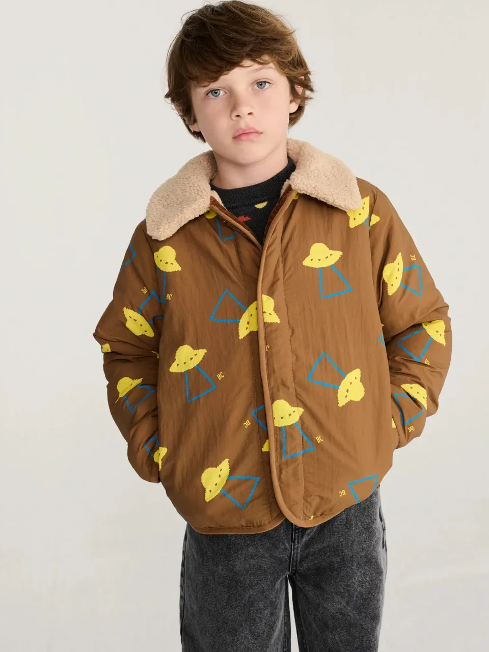 Bobo Choses Pixel Abduction vendbar jakke brun