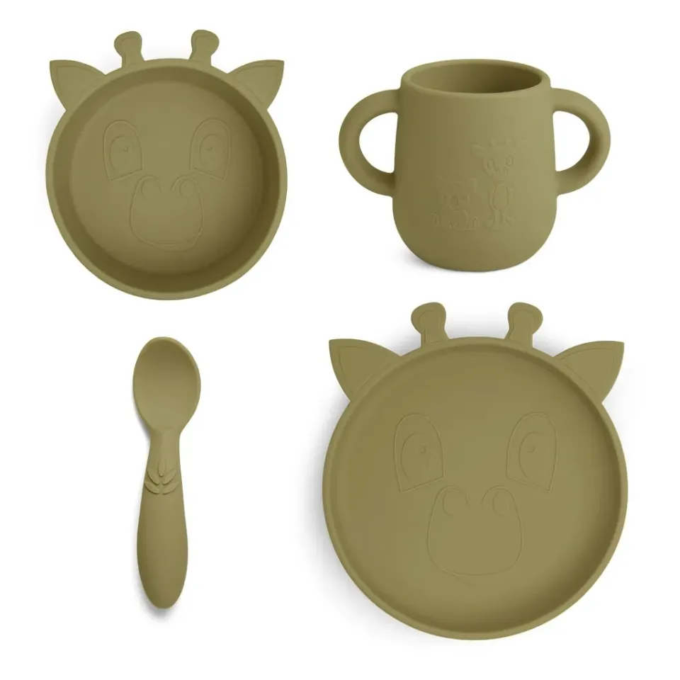 nuuroo Lykke silikone servicesæt Olive green 4-pak