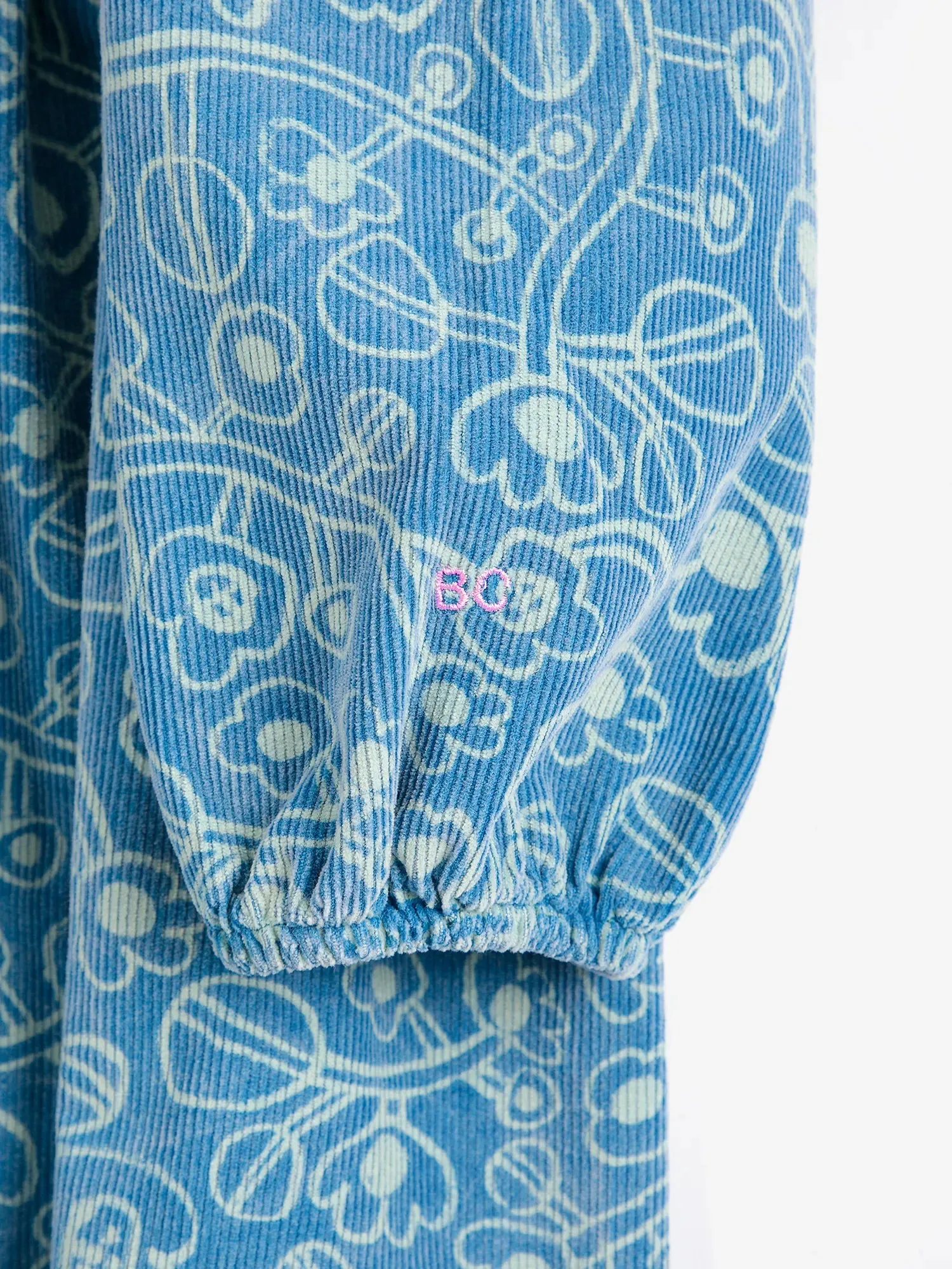 Bobo Choses Sketchy Flowers cordfløjl kjole 2-3Y blå