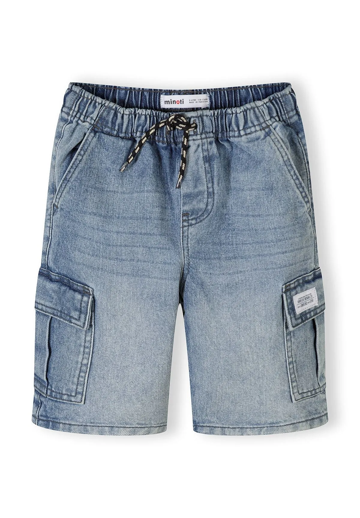 Minoti 44945 cargoshorts til drenge 2-pak lyseblå denim