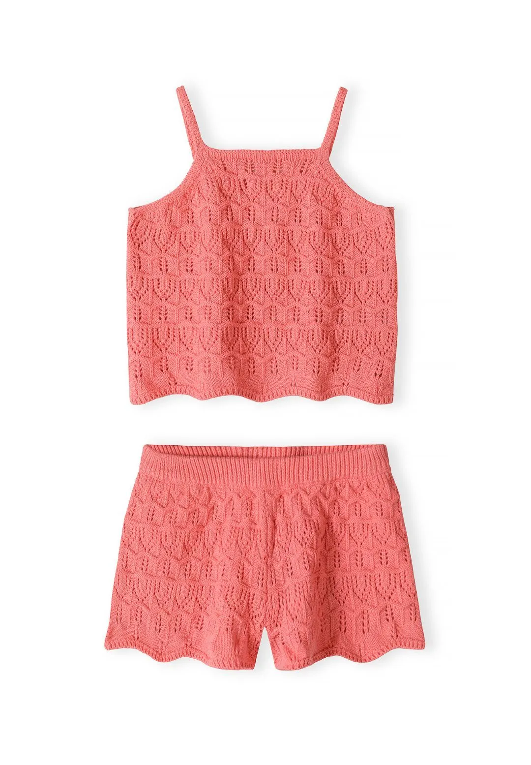 Minoti 44712 hæklet sæt koral top og shorts pige