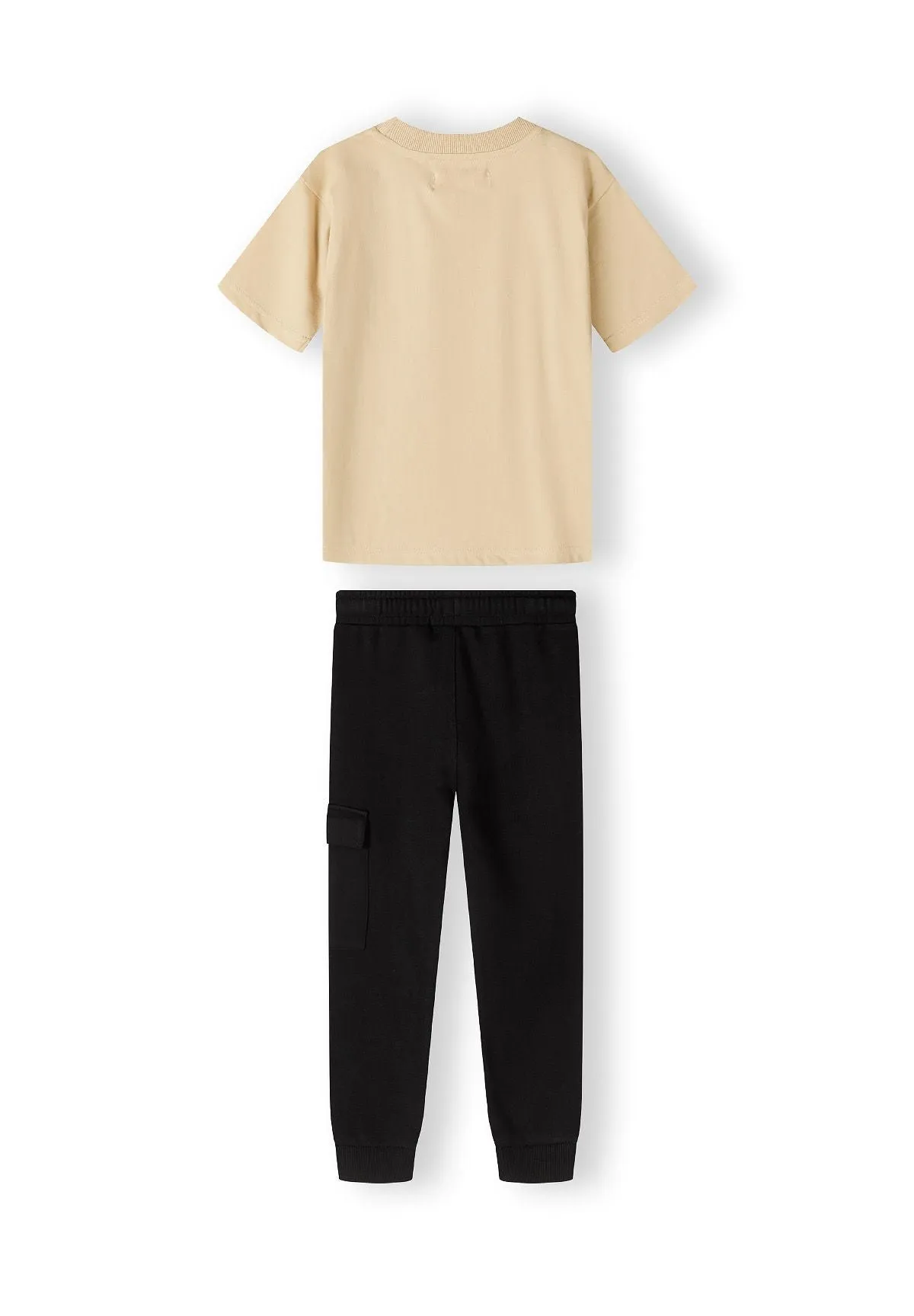Minoti 42510 jogging sæt drenge sort beige broderi