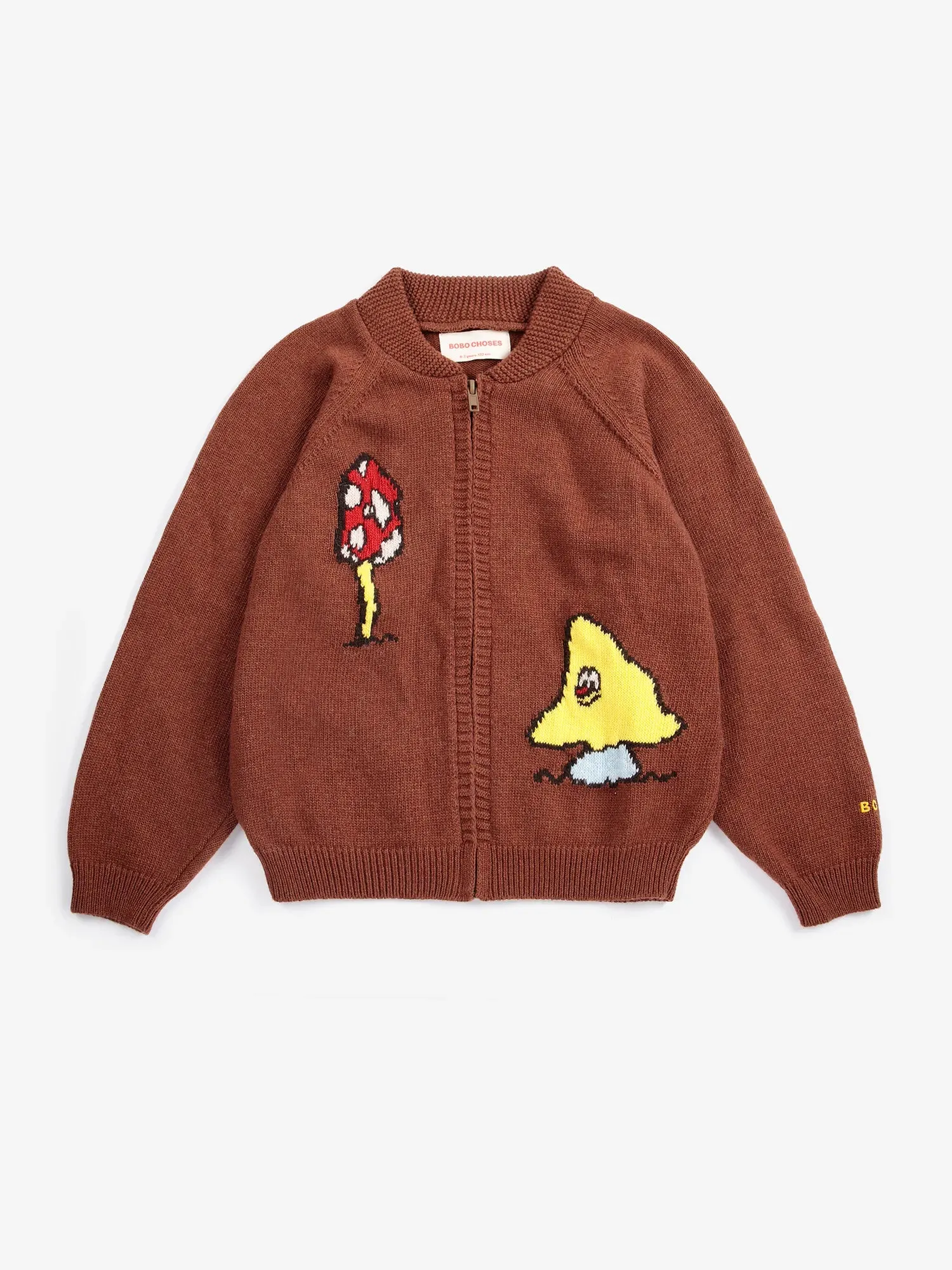 Bobo Choses Mush Monster Duo cardigan mørkebrun uldblanding