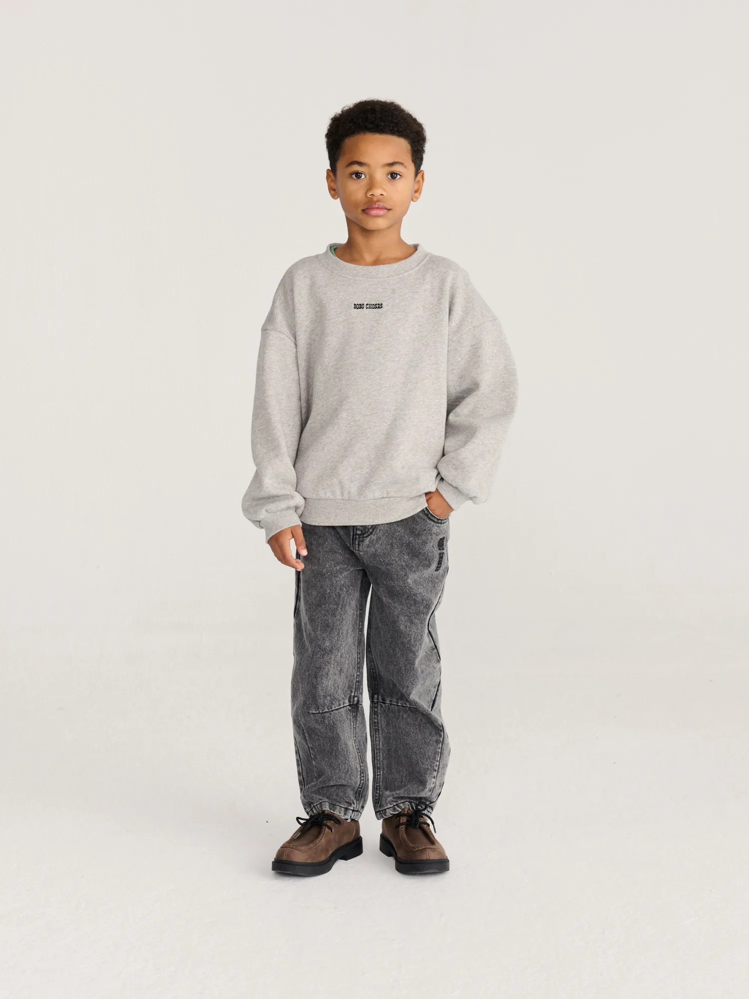 Bobo Choses Mush Monster Duo sweatshirt lysegrå økologisk