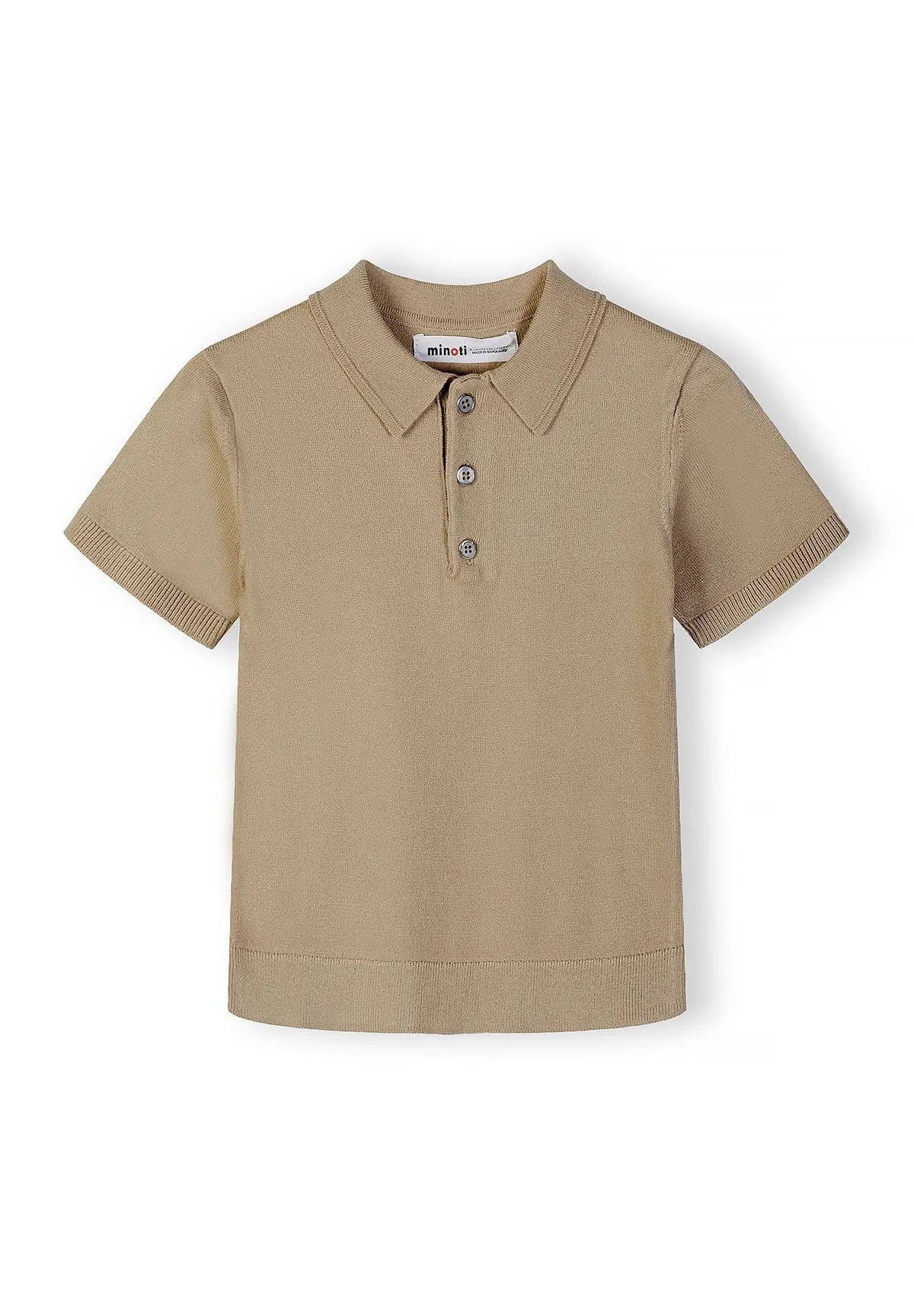 Minoti 44726 strik poloshirt til drenge sand